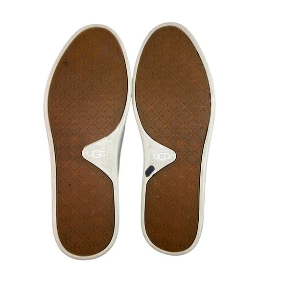 UGG Slip Boat Shoe Women’s US 9 Gray Canvas & Suede Sneaker Sherpa Peppy Comfort - Picture 6 of 8